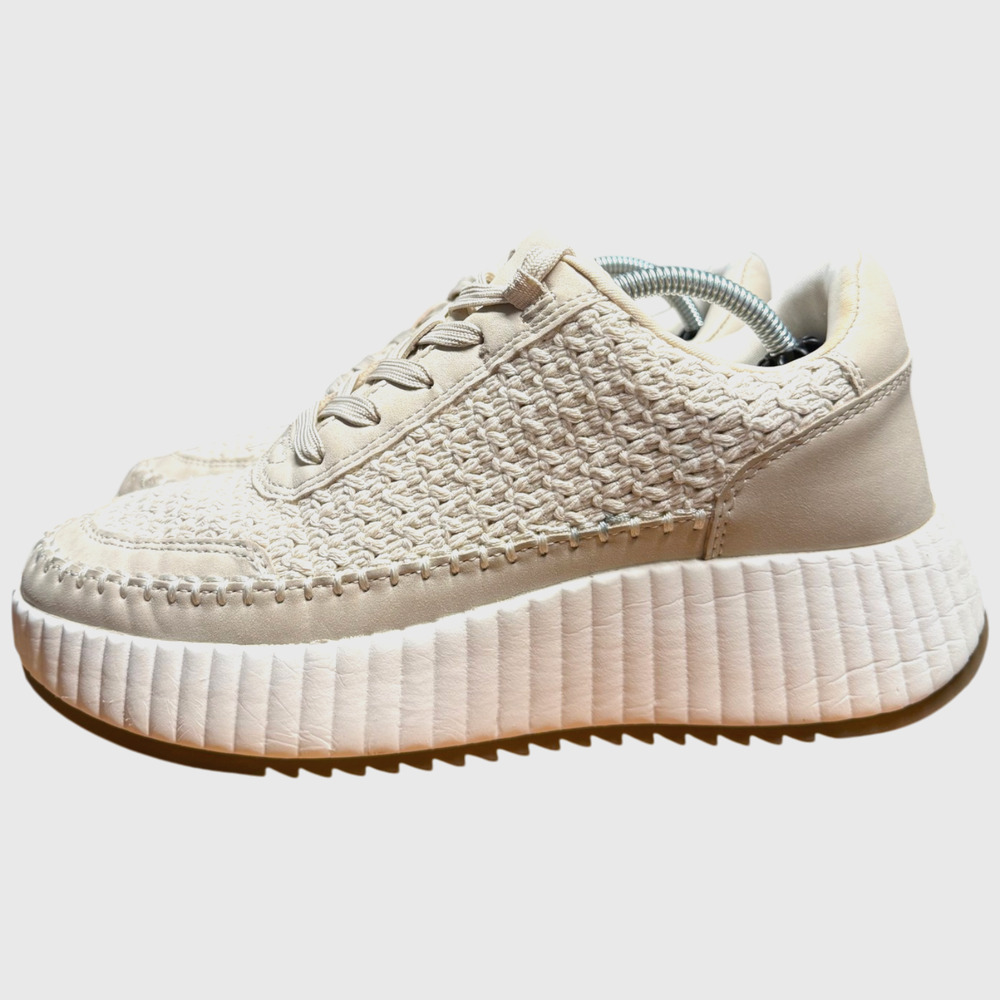DV by DOLCE VITA Fredi Women 8 Sandstone Crochet Sneakers Platform Comfort Shoes - Picture 1 of 13